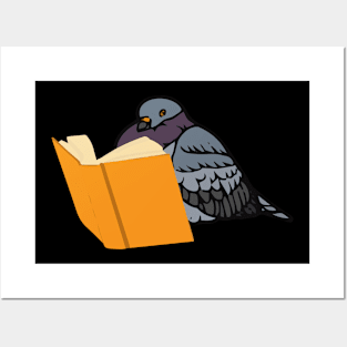 pigeon reading books-cute Posters and Art